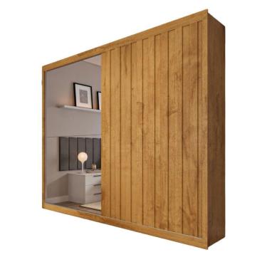 Imagem de Guarda Roupa Rustic 1 Porta Ripado E 1 Porta Com Espelho Peroba