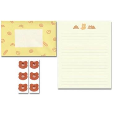 Imagem de KUDOS.JP Lindo papel de carta kawaii japonês com 12 papéis de escrita e 6 envelopes e urso fofo conjunto de 6 selos para adolescentes, meninas e crianças