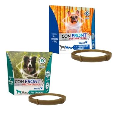 Imagem de Kit 2 Coleiras Deltametrina Confront 19g + 25g Cães Proteção Pulgas Carrapatos