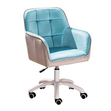 Imagem de Cadeira giratória para uso ao ar livre, cadeira de mesa móvel estofada ajustável, cadeira de sala de estar giratória para lazer no escritório, quarto, poltrona para reuniões, azul