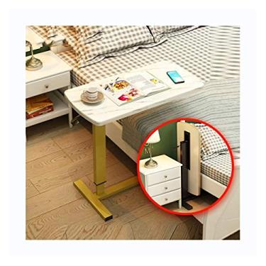 Imagem de BSNANCA Mesa de cama móvel para cama - bandeja giratória com rodinhas - mesa de cabeceira ajustável para casa - laptop, leitura, comer café da manhã com suporte