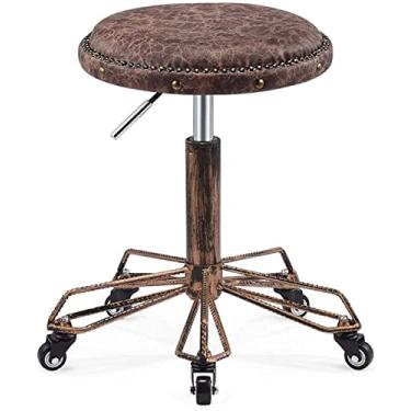 Imagem de BSNANCA Banqueta redonda de rolamento, bancos de beleza, cadeira, redondo, alto e giratório, banco giratório ajustável, para casamento