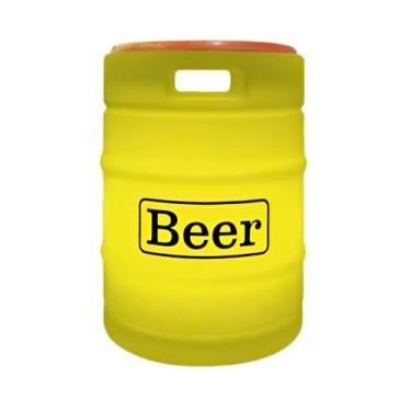 Imagem de Banco Abajur Beer Barrel, Luminária com Tampo em Madeira, Amarelo, Bivolt, 41x30x30cm, Suporta 120kg