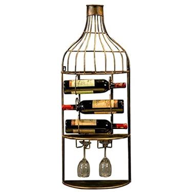 Imagem de Prateleiras de vinho, suporte de garrafa de ferro, retrô, estilo industrial, decoração de bar, garrafa de vinho, suporte de parede para bares, restaurantes, cozinha