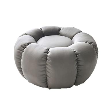 Imagem de ZABEES Banqueta com tecnologia de descanso para os pés, pufe otomano, corredor, trocador de sapatos, banqueta redonda para descanso de pés para sala de estar, assento acolchoado de quarto