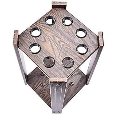 Imagem de Suporte para tacos de sinuca suporte de canto de madeira maciça suporte de piso de sinuca taco de bilhar suporte de bolas de armazenamento de 8 tacos