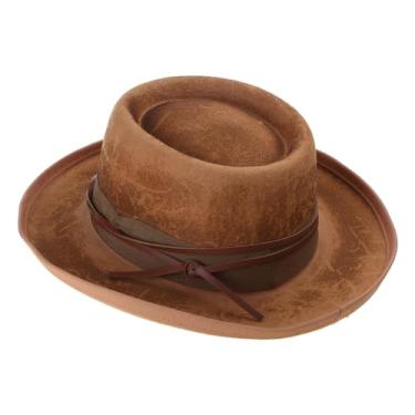 Imagem de HUANGGG Chapéu de lã de abas largas, chapéu panamá, chapéu de mágico, apresentações de palco, headwear, baile de máscaras, chapéu fedoras de festa