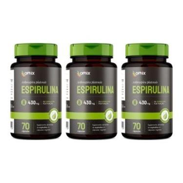 Imagem de Kit 3x - Espirulina - 70 cápsulas - Omix-Unissex