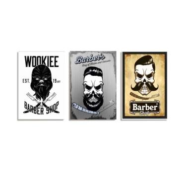 Imagem de Kit Quadro Decorativo Barbearia 3 Peças Und 002 20x30cm - Create Comun