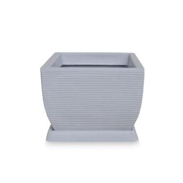 Imagem de Vaso D Planta + Prato Quadrado Polietileno 30X40 Cinza Claro - Foster 