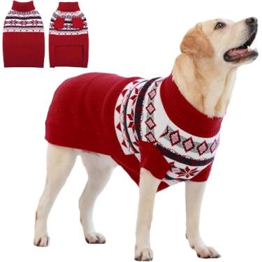 Imagem de IECOii Suéter extra grande para cães, gola rolê, tamanho grande, 5GG, malha de Natal, roupas de inverno para clima frio, moletom de malha para meninas e meninos para dogue alemão, 5GG