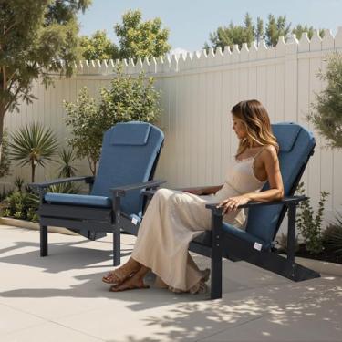 Imagem de Crestlive Sunbrella Adirondack Almofada para cadeira Sunbrella 127 x 50 cm com apoio de cabeça, repelente de água, resistente ao desbotamento, almofada de cadeira de balanço com encosto alto para