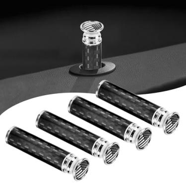 Imagem de AMZAUTO 4 peças de tampas de maçaneta de porta de fibra de carbono, trava de maçaneta de porta com bandeira americana, capas de puxar de pino de trava de carro de metal, compatível com BMW