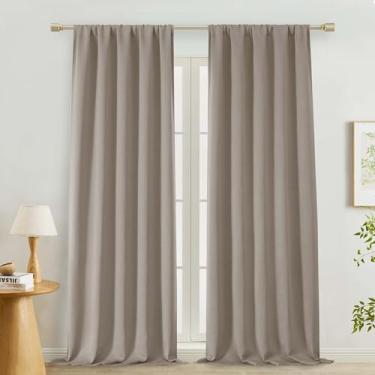Imagem de Lecloud Cortinas de pedra para escurecimento de sala de estar 246 cm de comprimento, 2 peças, cortinas de janela para decoração de casa de fazenda sólida para quarto, cortinas rústicas com isolamento