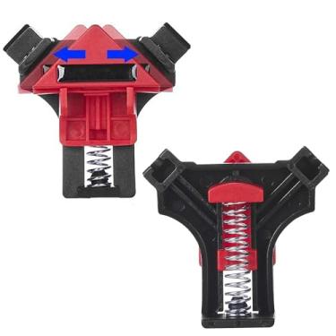 Imagem de Braçadeira de canto para marcenaria, braçadeira de ângulo reto de 90 graus, grampos de madeira, 4 peças de ferramenta de grampo de madeira com mola ajustável, presentes para pai, presentes de