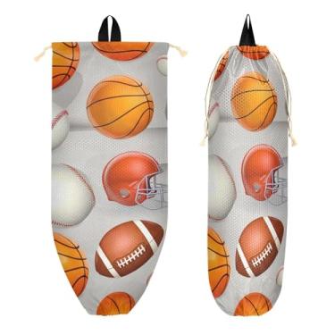 Imagem de xigua Suporte de parede para saco plástico de bolas esportivas com cordão 1 pacote, organizador de sacolas de supermercado reutilizável para bolsas, meias, roupas íntimas e gravatas