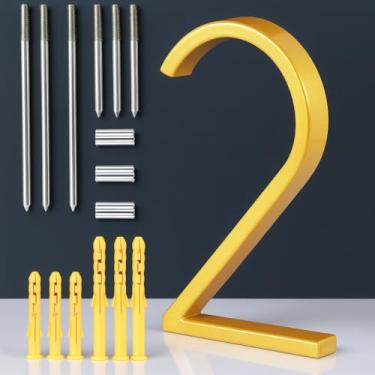 Imagem de Números modernos de casas de 15 cm – números de endereço de liga de zinco resistente com ferragens de montagem totalmente em aço inoxidável – Parafusos extralongos para instalação ultra-segura – À