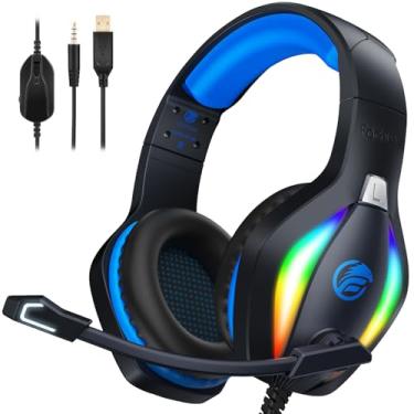 Imagem de Fachixy FC-100: Fone de Ouvido para Jogos com Microfone, Luz RGB, PS4/PS5/PC/Xbox/Nintendo Switch, Azul