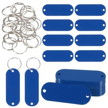 Imagem de PATIKIL 30 peças em branco para estampagem de metal, etiquetas de nome de 5 cm de aço inoxidável, placas de metal, disco de placa com 2 furos, chaveiro para gravação a laser, etiquetas de coleira de