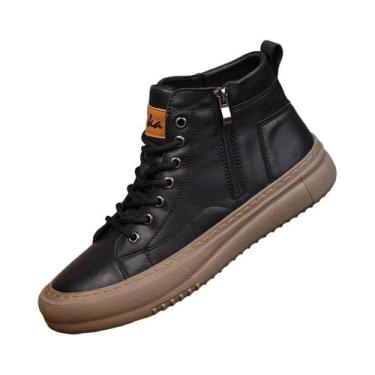 Imagem de Tênis Masculino Branco De Cano Alto Para Primavera E Outono, Respiráve