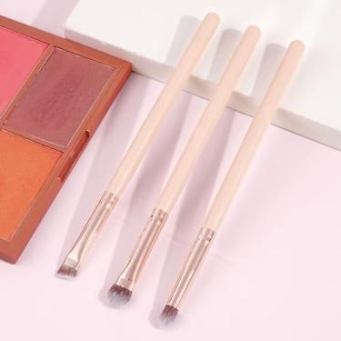 Imagem de 3 pincéis de maquiagem para os olhos, pó delicado, macio e não irritante (rosa)