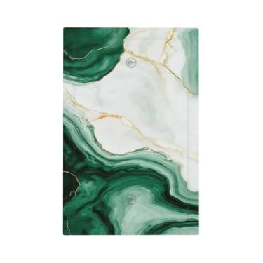 Imagem de Naiqadnehz Placa de cobertura para interruptor de luz, verde, branco, mármore abstrato, 1 gangue, sem dispositivo, placa de parede decorativa, capa de tomada elétrica para quarto, decoração de casa