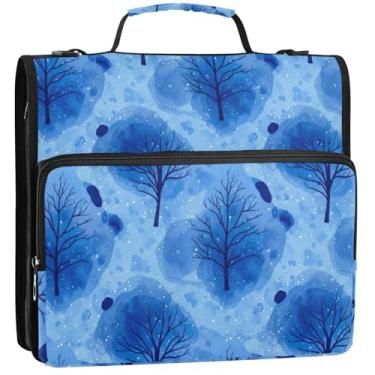 Imagem de Aquarela azul celeste, fichário, 3 anéis, organizador de fichários escolares com alça de ombro, pasta de armazenamento com alça, 34,5 x 31,5 x 9 cm