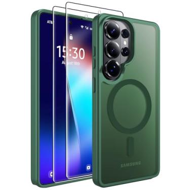 Imagem de MOZOTER Capa magnética para Samsung Galaxy S26 Ultra [compatível com MagSafe] [3,5 m militar à prova de quedas][2 protetores de tela] Capa traseira antiderrapante translúcida fina à prova de choque