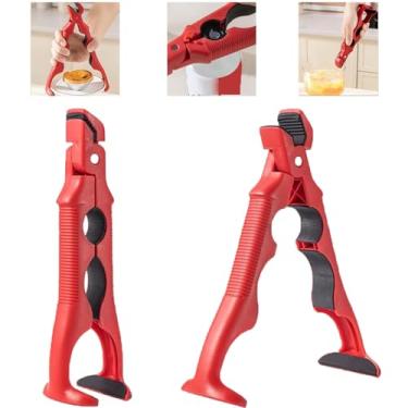 Imagem de 2 peças 3 em 1 prendedor de placa quente multi-ângulo anti-escaldante suporte de tigela clipe e ferramenta de agarrar placa quente com trava para tigelas, panelas, pratos
