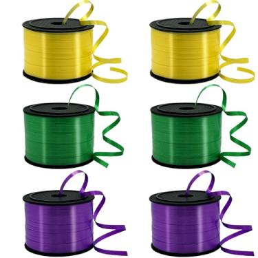 Imagem de Fita decorativa encaracolada para embrulho de presente, decoração de balão de festa (amarelo, verde, roxo)