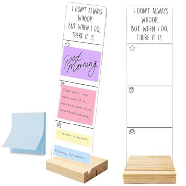 Imagem de Quadro de notas para monitor com base de madeira removível, suporte de notas adesivas portátil de acrílico, I Don't Always Whoop But When I Do There é placa de quadro de mensagens acrílica, notas