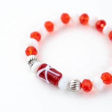 Imagem de Pulseira Xangó Firma Vermelho Cristal 8 mm e Silicone - Lua Mística