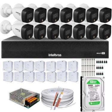 Imagem de Kit 14 Cameras 1220 Full Color Intelbras Dvr Mhdx 16 Ch Color Noite 50