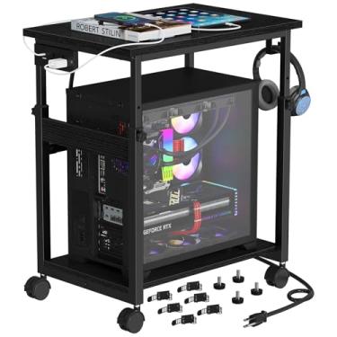 Imagem de Snughome Suporte grande para torre de computador com estação de carregamento (preto, extra grande)