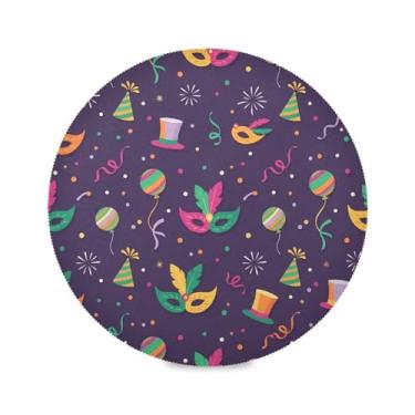 Imagem de Wassud Jogo americano Balões de Mardi Gras tapetes de mesa redondos para cozinha e jantar tapetes laváveis resistentes ao calor decoração de mesa 39 cm