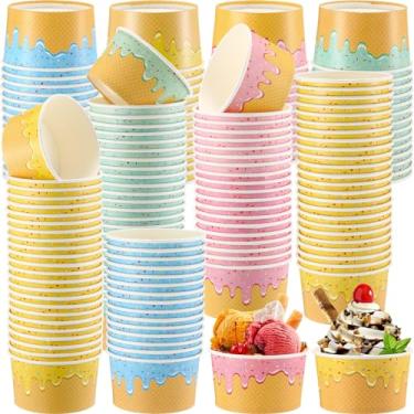 Imagem de Ninehaoou Copos de papel para sorvete, tigelas de sobremesa descartáveis a granel, tigelas de sorvete, copos de sobremesa, tigelas de festa de sorvete para sopa de sundae, iogurte congelado, comida