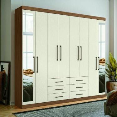 Imagem de Guarda Roupa 8 Portas E 6 Gavetas Com Espelho Havana Master Santos And