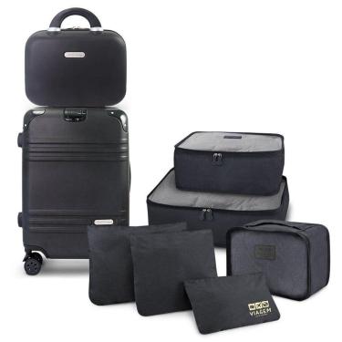 Imagem de Kit Mala De Bordo, Frasqueira E Organizadores De Mala Elite Preta