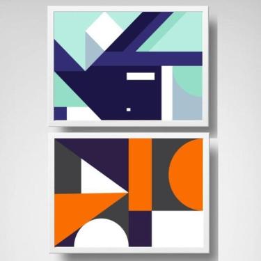 Imagem de Quadros Abstratos Coloridos 33x24cm - Kit 2 - Com Vidro