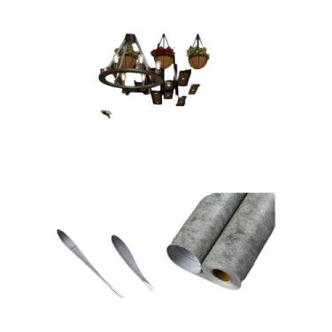 Imagem de Papel De Parede Industrial Autoadesivo Impermeável Cinza Cimento Para 