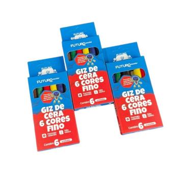 Imagem de Kit 72Un De Giz De Cera C/6 Cores Fino Colorido Escola Curso