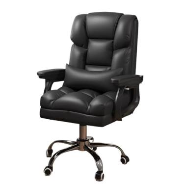 Imagem de CFGH6FDF Cadeira Task Chair Ergonômica Meio Traseira Suporte Lombar, Cadeira de Mesa de Escritório em Casa, Cadeira Executiva Ajustável de Couro PU com Rodas Cadeiras de Mesa (Preto)