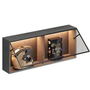 Imagem de Armário de banheiro montado na parede com porta de vidro, armário de remédios de metal, armário de parede de vidro LED, organizador de especiarias de cozinha, armazenamento suspenso elegante para casa