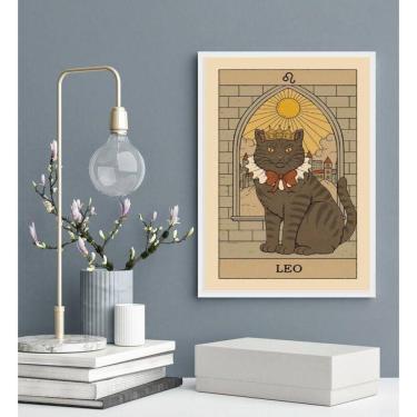 Imagem de Quadro Carta Tarot Gato Signo Leão 45X34Cm - Com Vidro