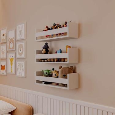 Imagem de Kit 3 Prateleiras Porta Brinquedos Branca 60 x 12cm Suporte Invisivel