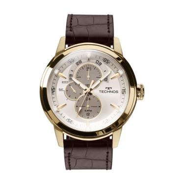 Imagem de Relógio Masculino Technos Grandtech 6P57Ac/2C Dourado Couro