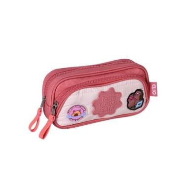 Imagem de Estojo Capivara Duplo Compartimento Meninas Juvenil Escolar, Rosa