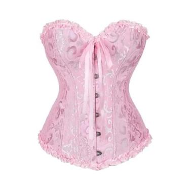 Imagem de Corset Feminino Vitoriano Gótico Com Renda Floral Jacquard, Estilo Bus