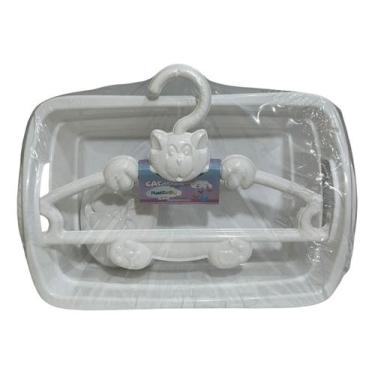 Imagem de Kit Baby Organizador Cabide E Saboneteira Plastibrasil - cestinha orga