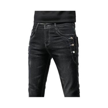 Imagem de Calças Jeans Slim Fit Vintage Para Homens Com Lavagem Snowflake, Moda 